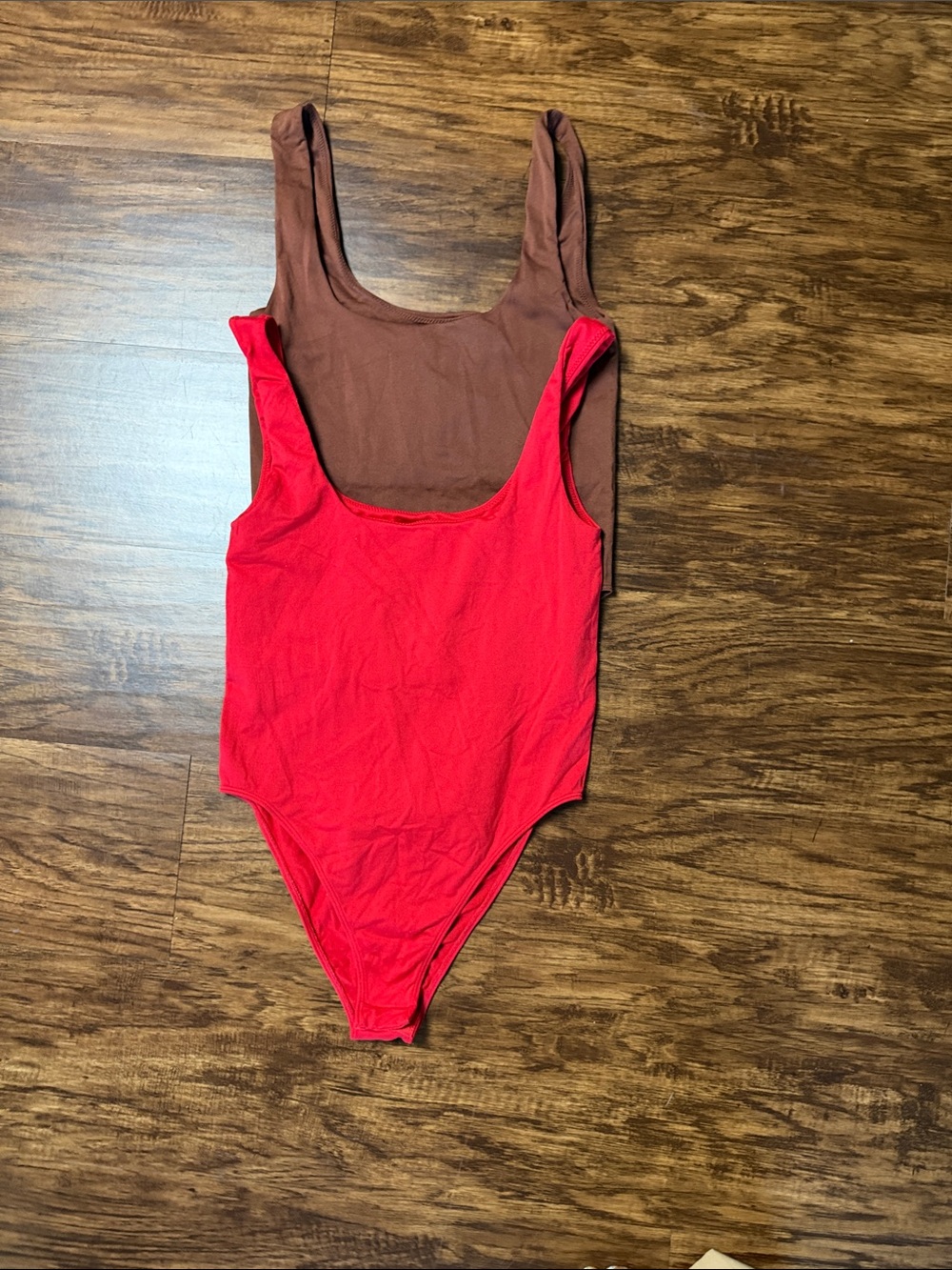 a new day Red and Brown Women's Scoop Neck Bodysuit Set